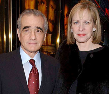 Martin Scorsese and his wife arriving at the London Premiere